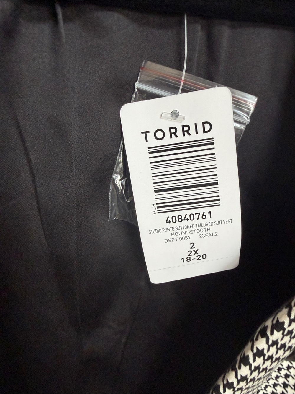Studio by Torrid Black White Houndstooth Tailored Suit Vest Women's Plus Size 2 - Picture 5 of 11